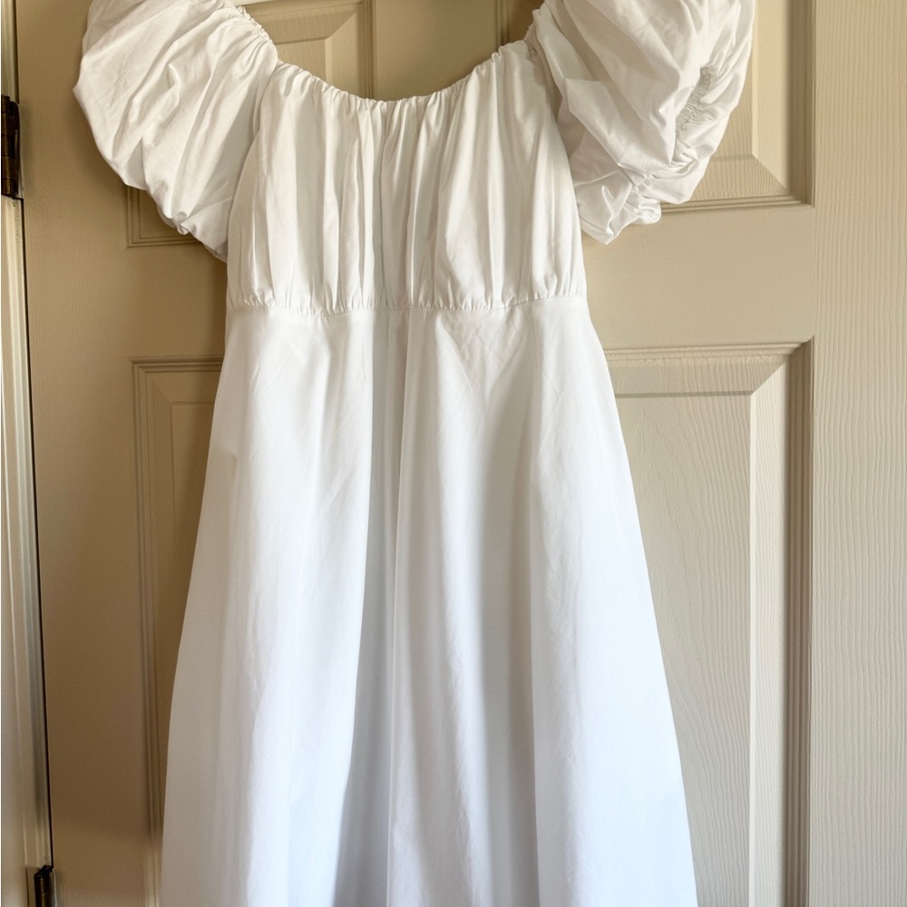 White Puff Sleeve Abercrombie Mini Dress Sz M - Picture 2 of 5